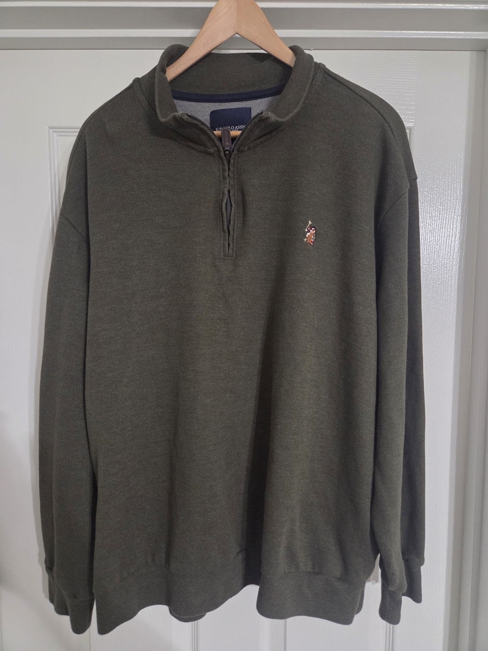 U.S. Polo Assn. Olive Green Quarter-Zip Sweater